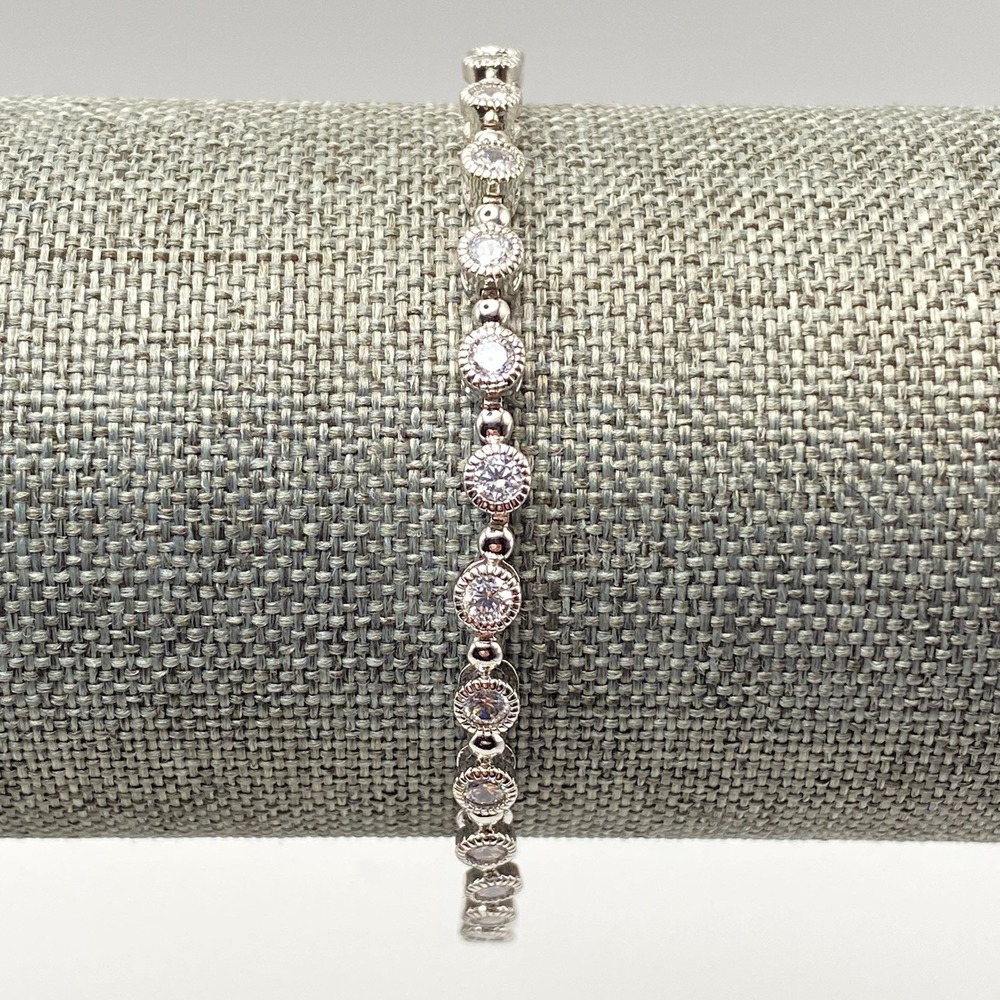 PAJ 925 Sterling Silver Tennis Bracelet Vintage Round CZ 7"